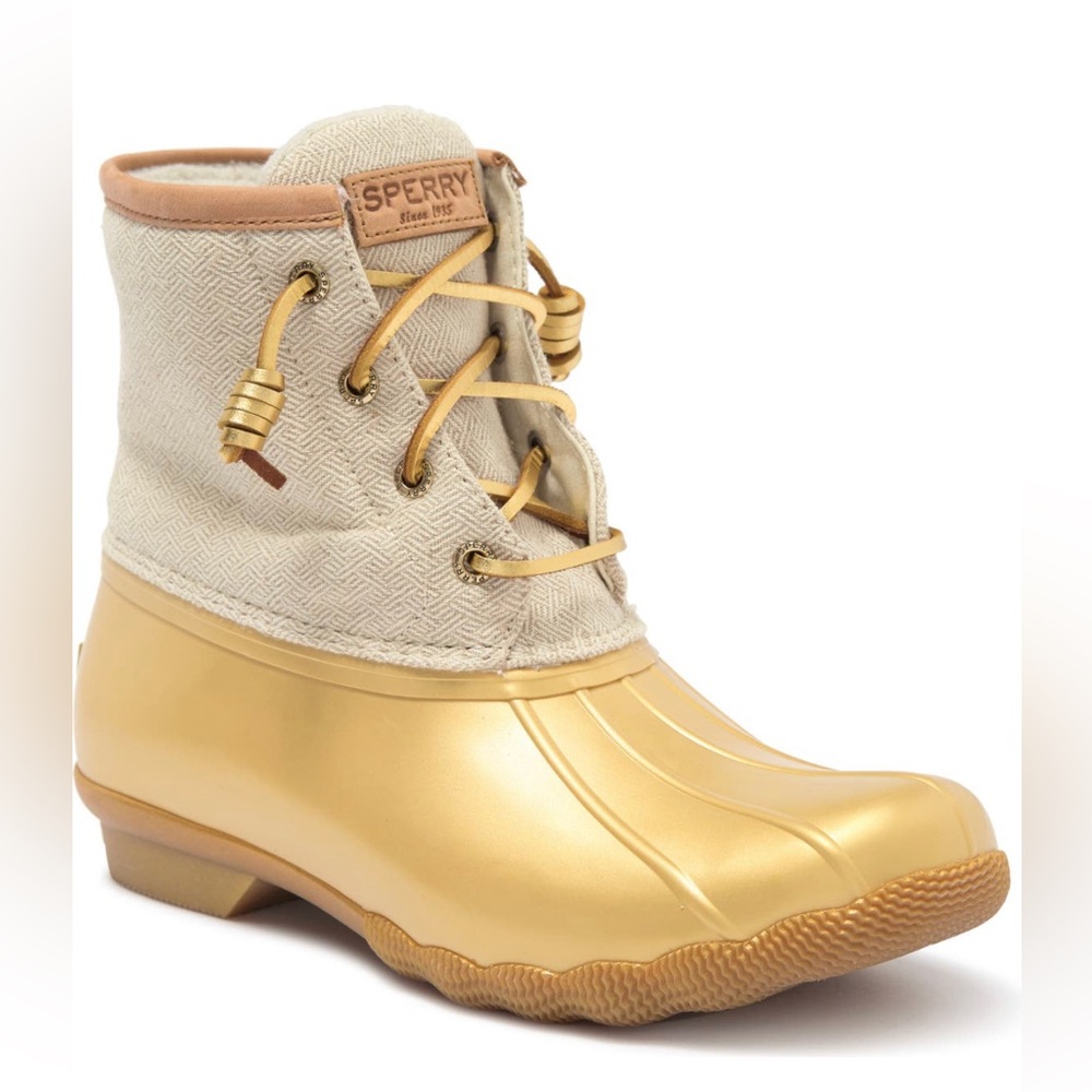 🆕 Gold Sperry Top Sider Fleece Lined Duck Boot, size 10
